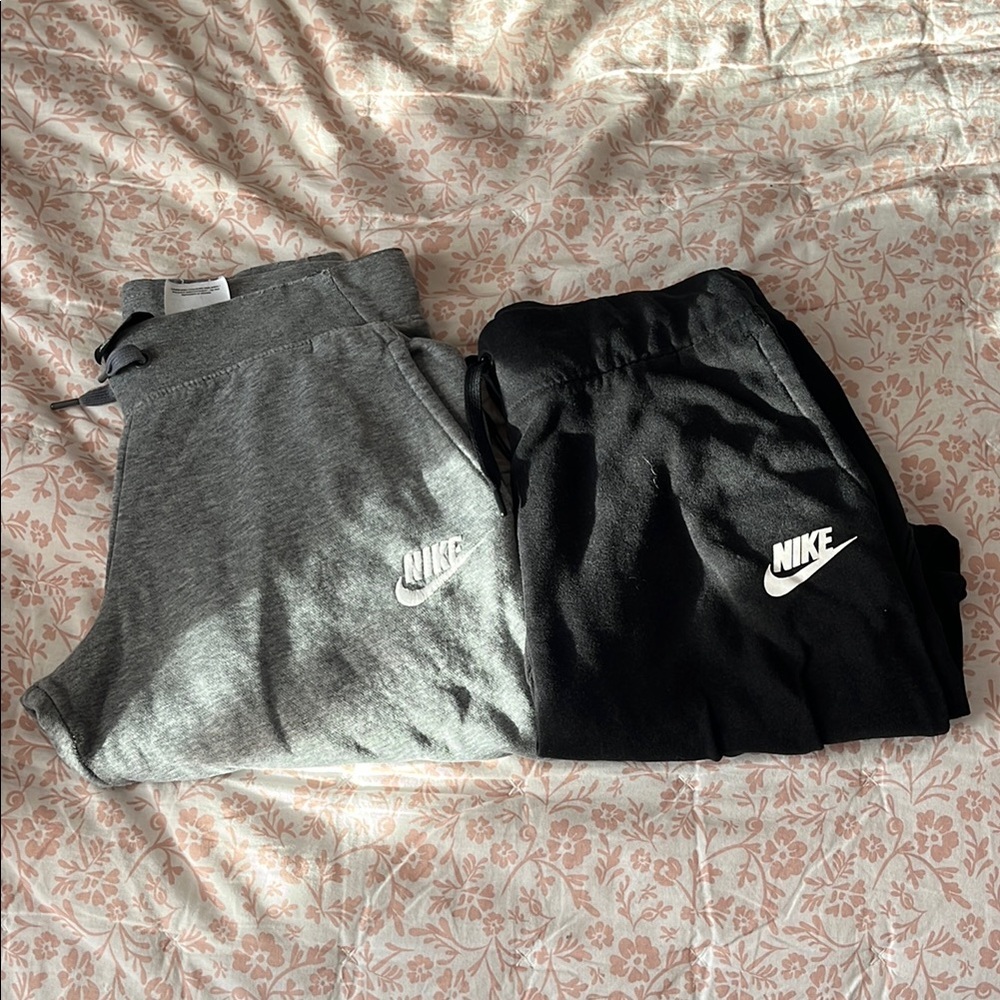 2 Pairs Nike Gray and Black Sweatpants- Kids Large